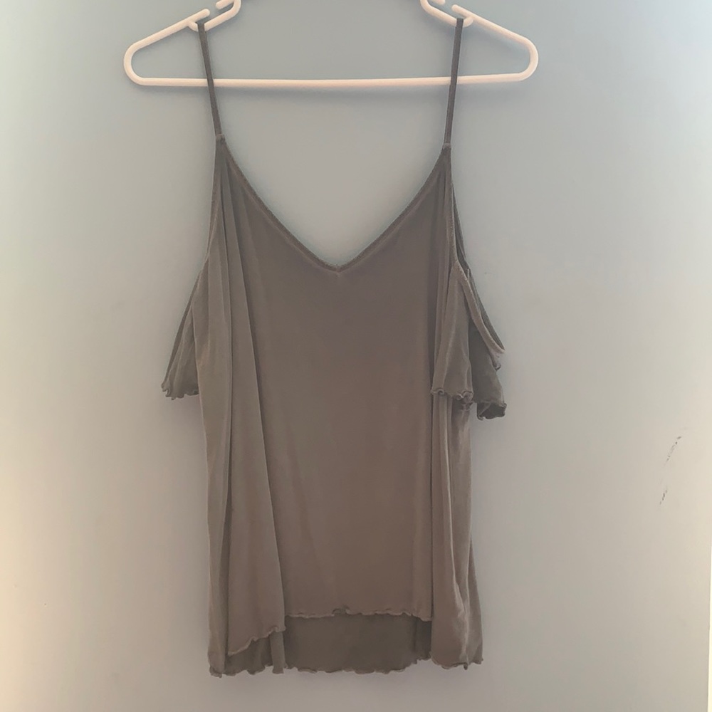 Grey Cold Shoulder Lettuce Top